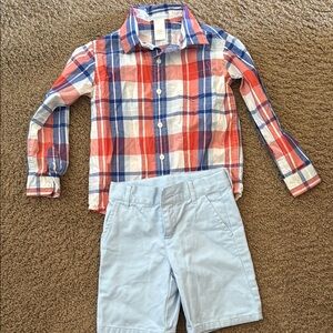 Janie and Jack Red and Blue Plaid Button Down Shirt